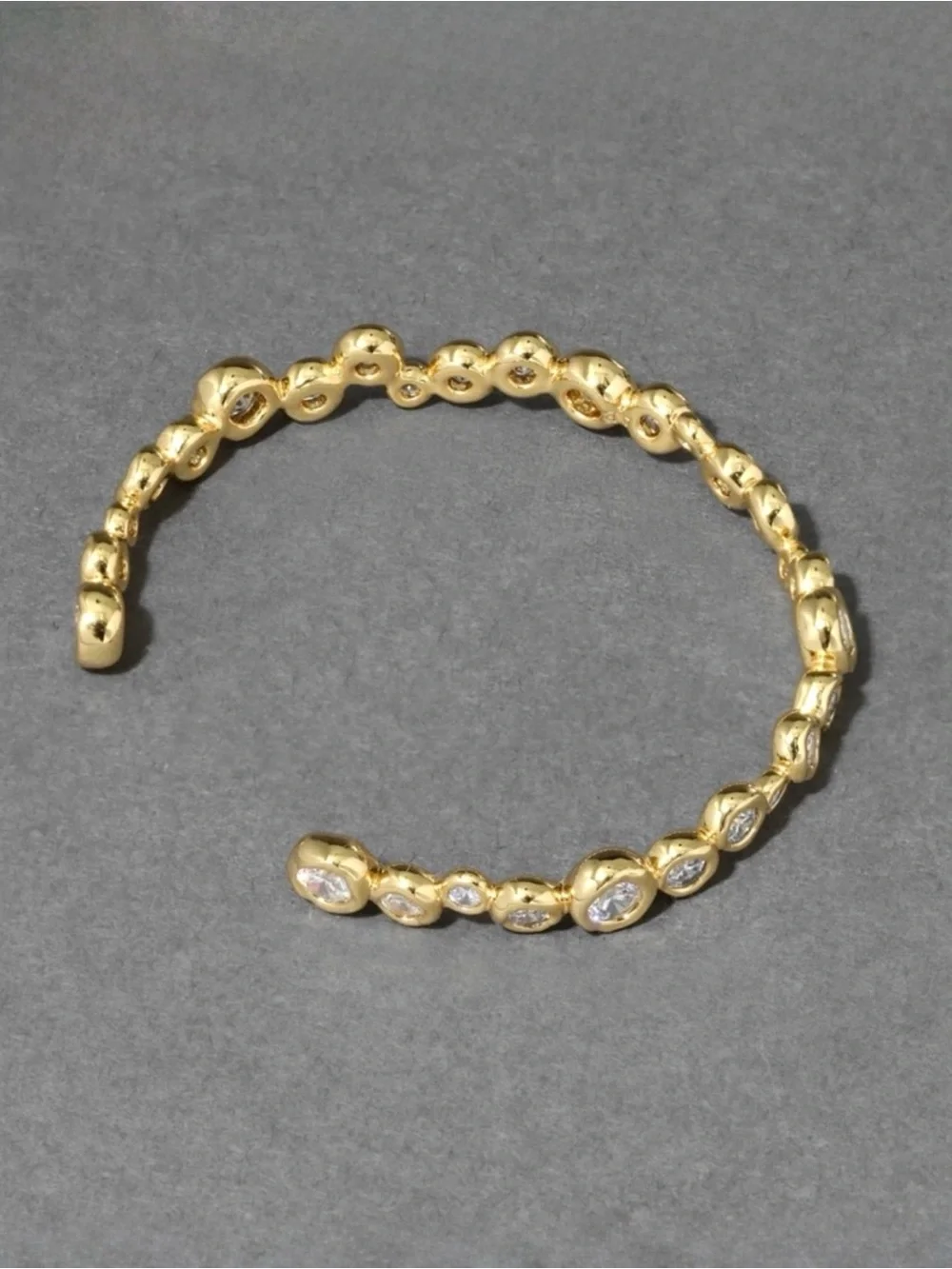 NEW Alexis Bittar Asterales Gold Skinny Cuff Bracelet Clear CZ AU14